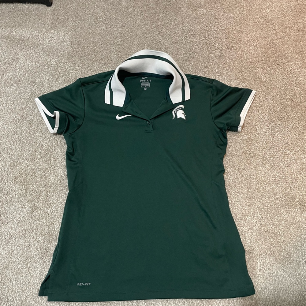 Nike Green Fitted Polo Jersey with Cuffed Sleeves